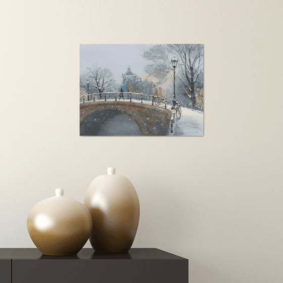 Winter Landscape painting watercolor