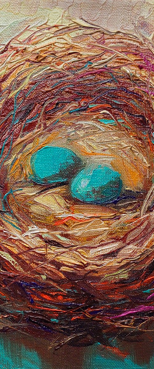 Robins blue eggs by Nataly Derevyanko