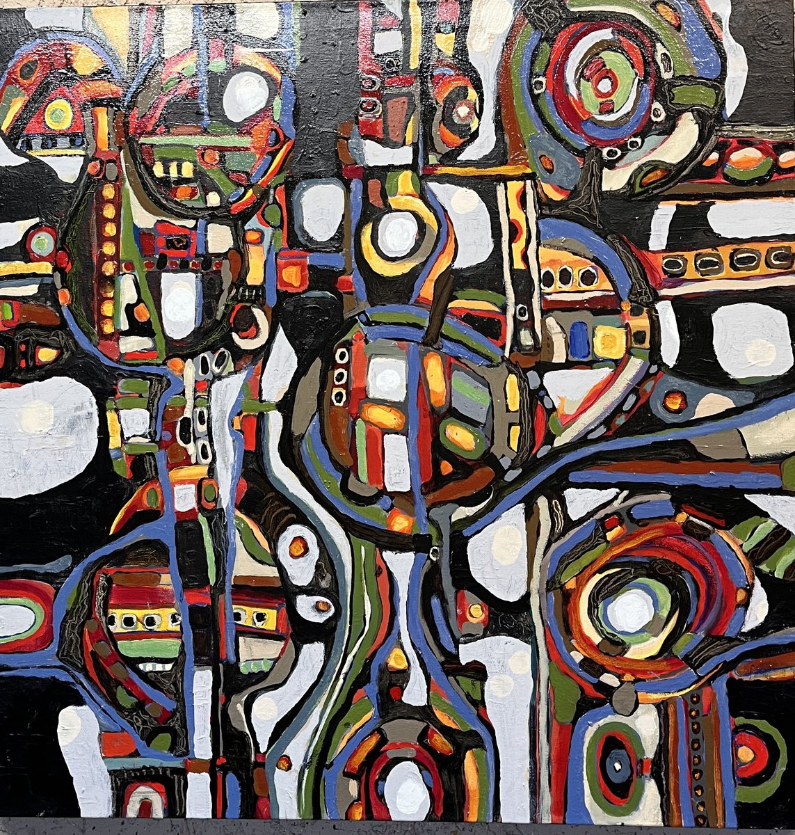 Abstract Acrylic Painting By Jeffrey Davies, 36 X 36, Spaces 6, Original Artwork