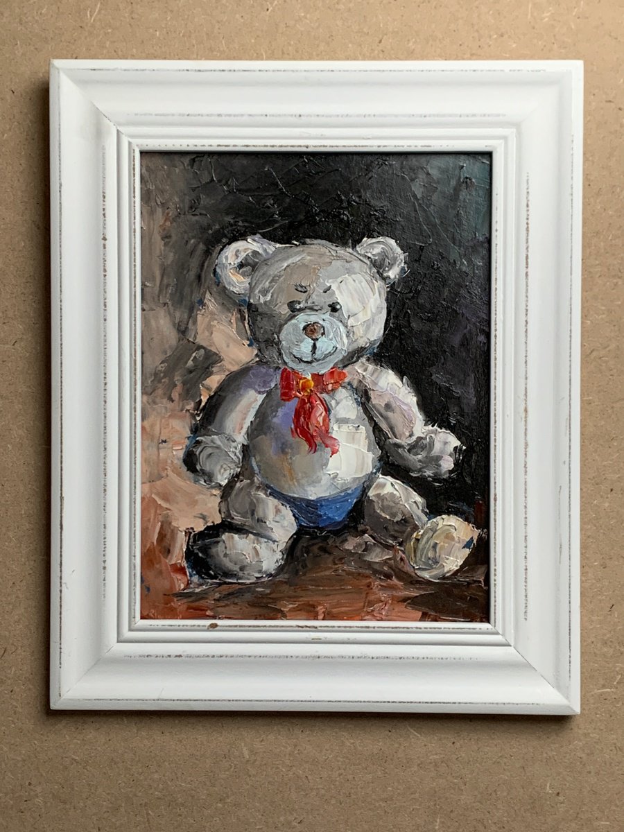 Impressionistic Animal Oil Painting By Vita Schagen, 9 X 12", Little Bear., Original Artwork