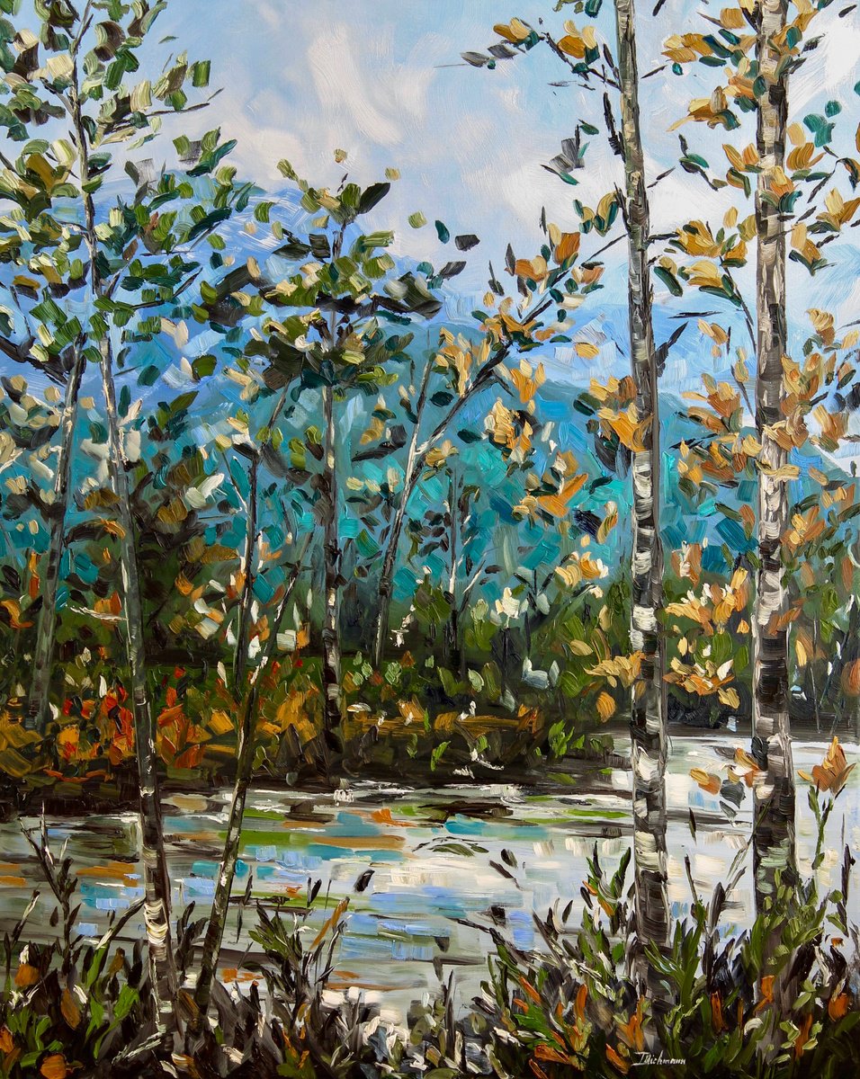 Impressionistic Landscape Oil Painting By Liza Illichmann, 31 X 39", Discovery, Original Artwork