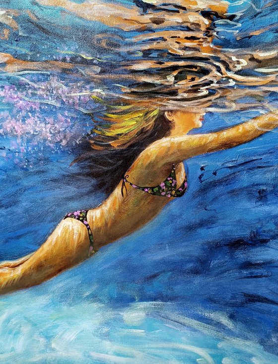 Swimming girl 68 -35x35 in