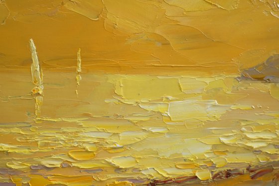 Yellow evening by sea