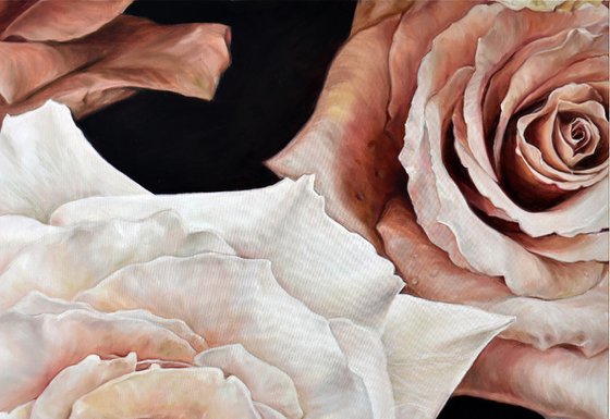 Oil painting "Roses" 80 * 80 cm