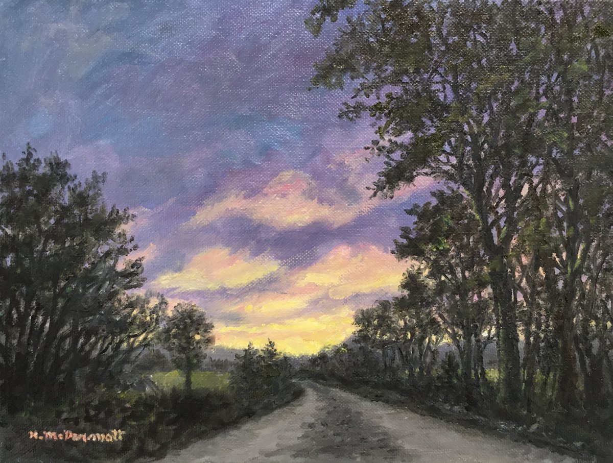 Photorealistic Landscape Oil Painting By Kathleen Mcdermott, 12 X 9", July Journey, Original Artwork