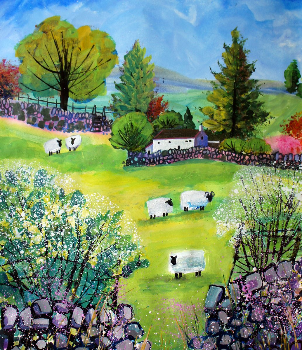 Sheep In The Meadow By Julia Rigby, 18 X 22, Artwork For Sale On Artfinder