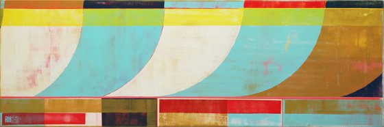 Abstract Painting - Circle in Circle Turquoise 50 - 150x50 cm - Ronald Hunter - 28S