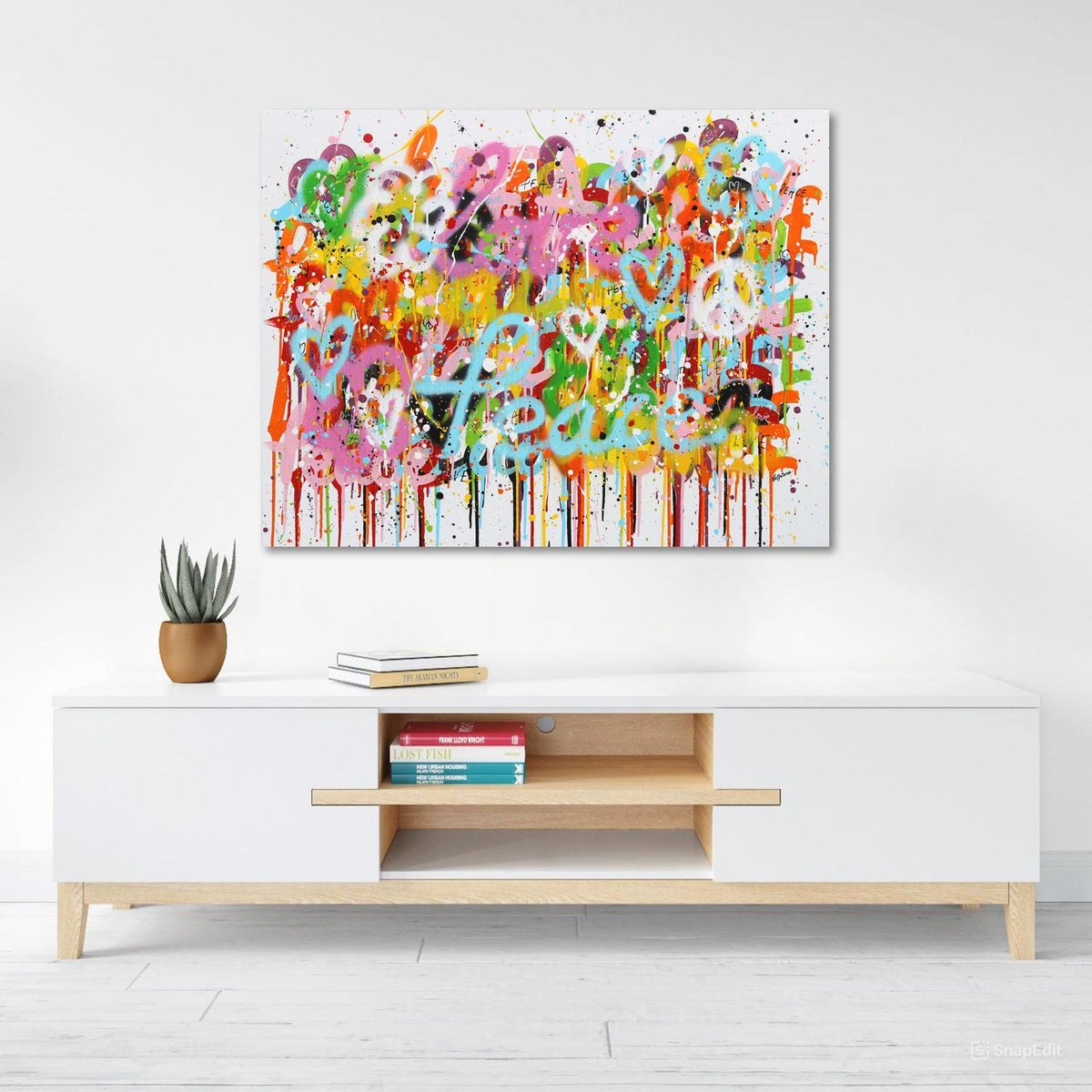 Urban And Pop Acrylic Painting , Peace & Love 2 By Isabelle Pelletane, 46 X 35, Artwork For Sale On Artfinder