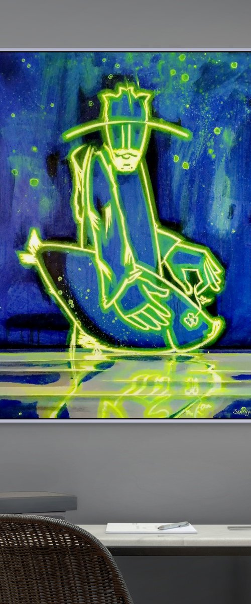 Catcher Of The Neon Fish by Evgen Semenyuk