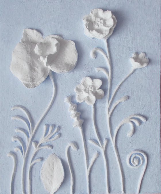 sculptural wall art "White and Blue"