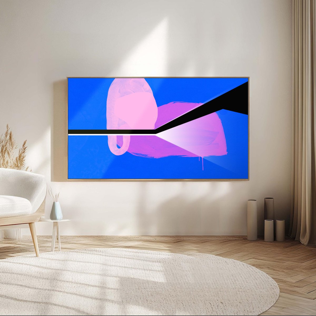 Organic Abstract Acrylic Painting By Adriano Ribeiro, 39 X 22, Gimme Light, Original Artwork