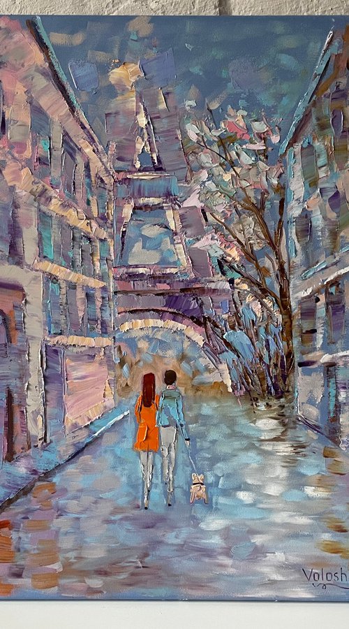 "Walk in Paris". Original oil painting by Mary Voloshyna