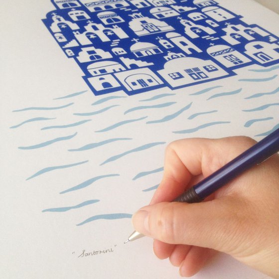 "Santorini" - Unframed - FREE Worldwide Delivery