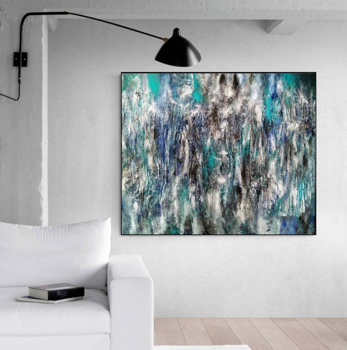 Ocean drops 120x100cm Abstract Textured Painting by Alexandra Petropoulou