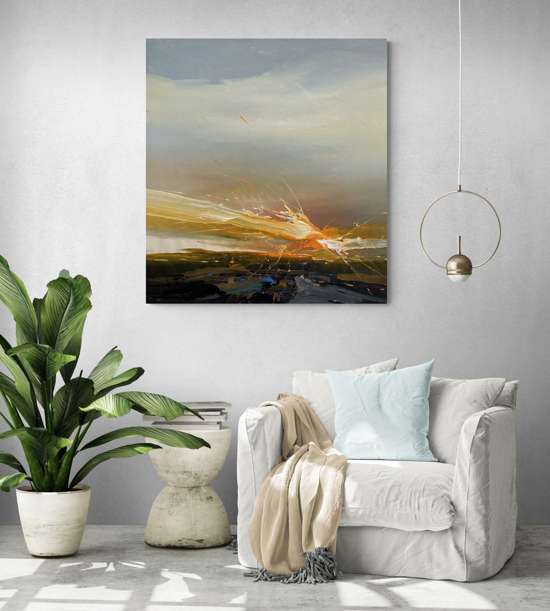 Abstract Landscape Acrylic Painting By Nazarii Medvid, 35 X 39", Depth Of Nature 225, Original Artwork