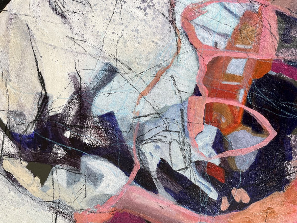 Expressive Abstract Acrylic Painting By Marita Tobner, 31 X 31", How I Go Through The Day, Original Artwork