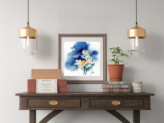 Original watercolor painting "Lotus - the flower of life"