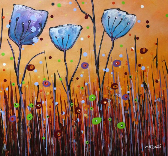 Young Folks #6 - Large original abstract floral painting