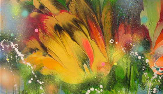 "Flowers floating in water"  XL Abstract Painting