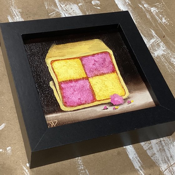 Little Battenberg cake slice