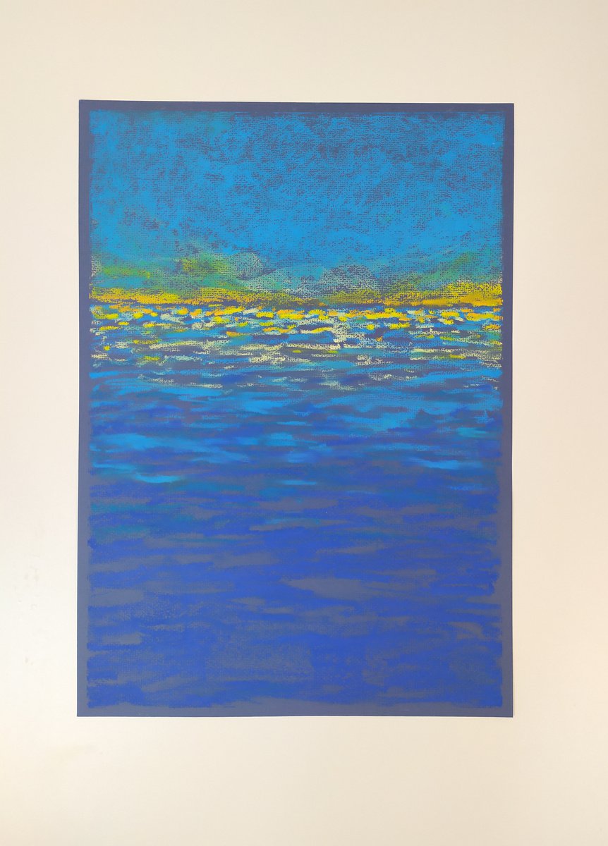 Abstract seascape Blue and yellow by Anna Aboskalova