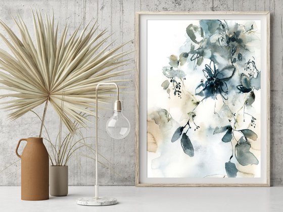 Abstract Botanical in Teal
