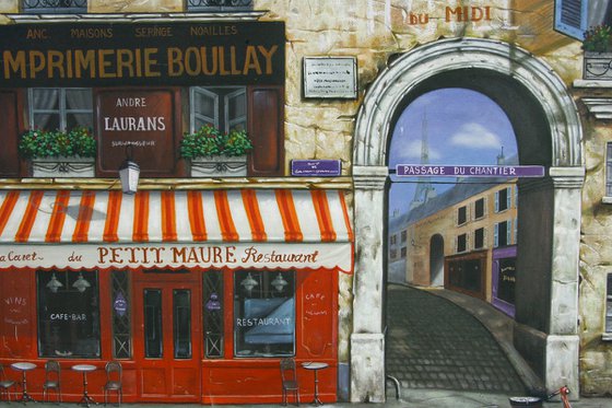Typical Old Time Paris Street  (Circa> mid XXth century)