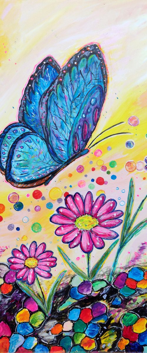 Butterflies attack colorful pebbles by Janekova Kristina