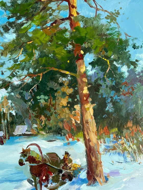 A Carriage Along a Winter Road