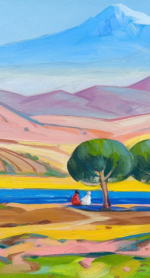 Two by the River Beneath Ararat by Samvel Atasunc