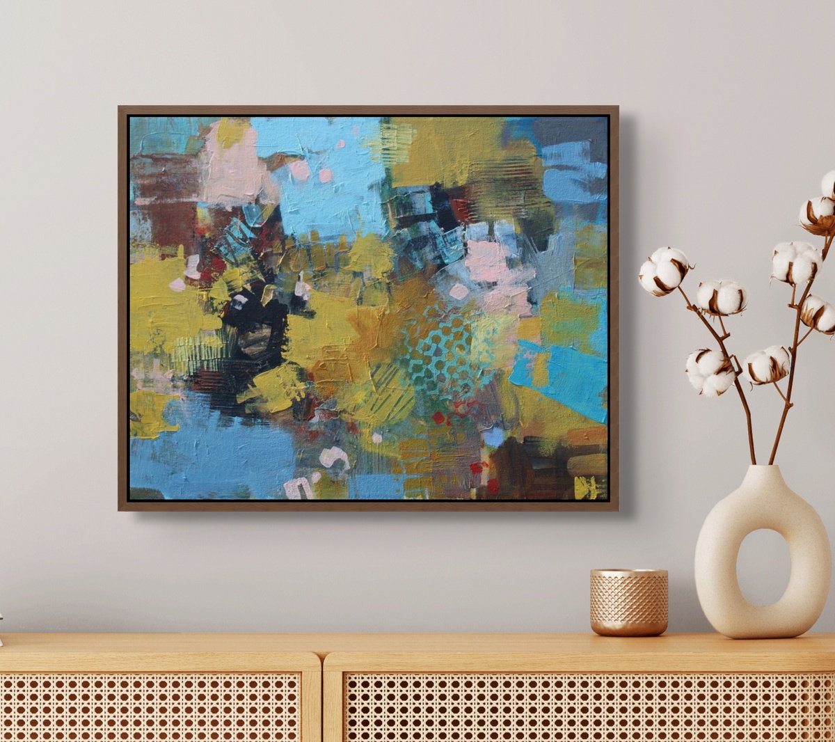 Expressive Abstract Acrylic Painting By Sage Mountain Studio, 20 X 16", Fragments Of An Autumn Day, Original Artwork