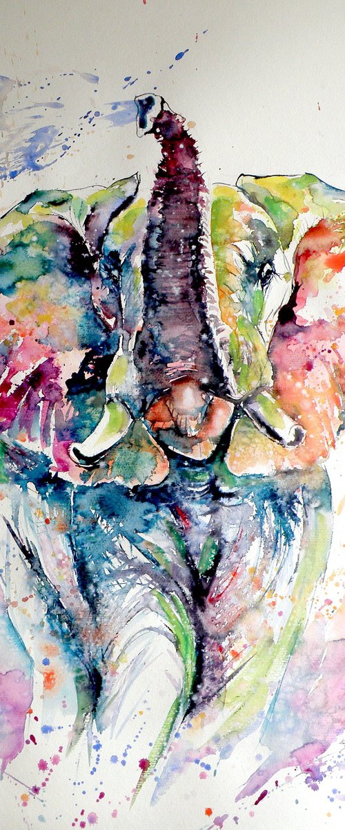 Majestic elephant playing by Kovács Anna Brigitta