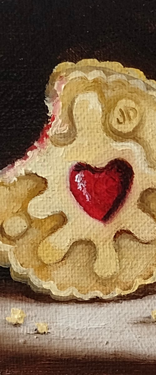 Little Jammie Dodger biscuit #2 still life by Jane Palmer Art