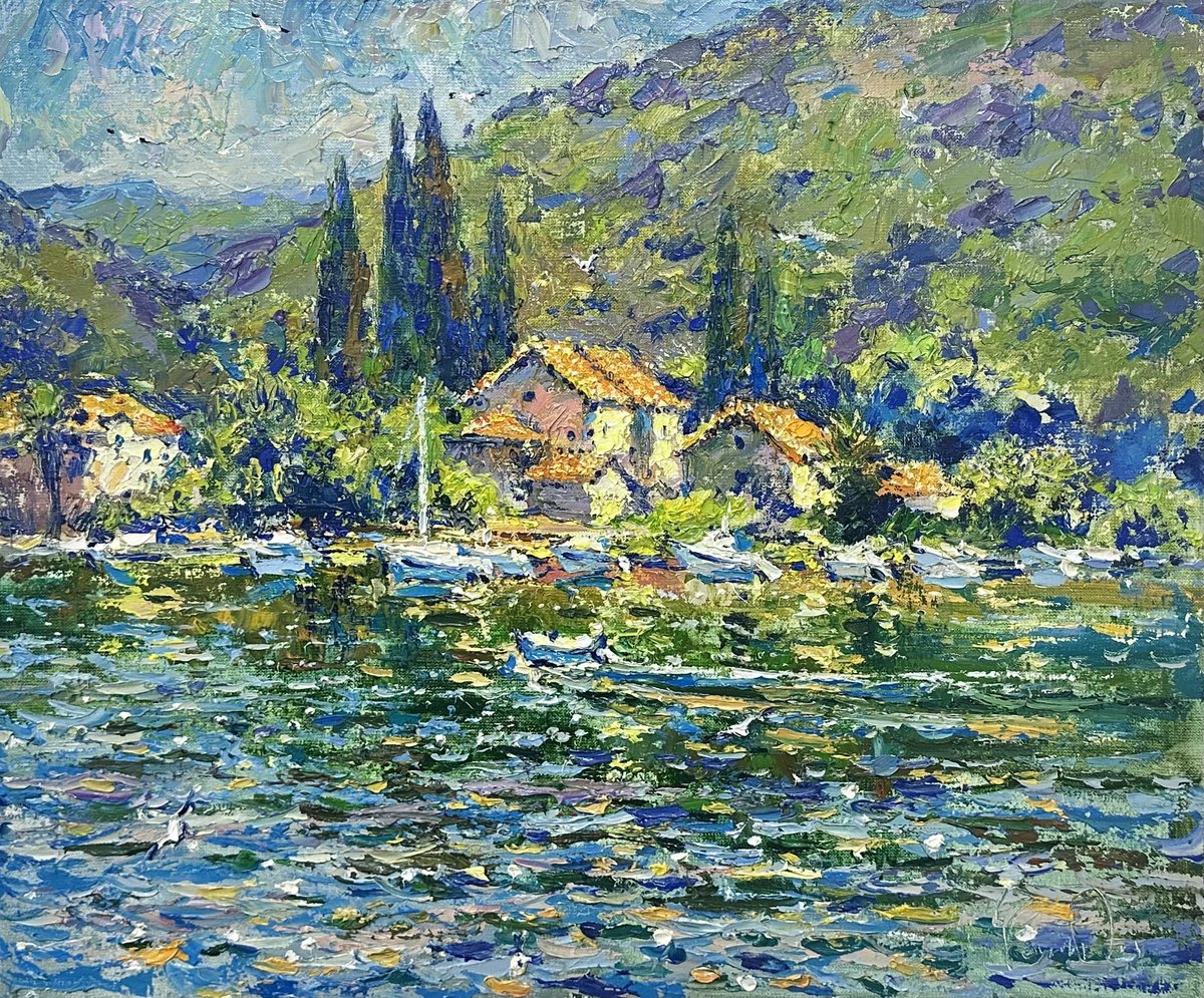 Impressionistic Landscape Oil Painting By Andrii Chebotaru, 24 X 20, Favorite Place, Original Artwork