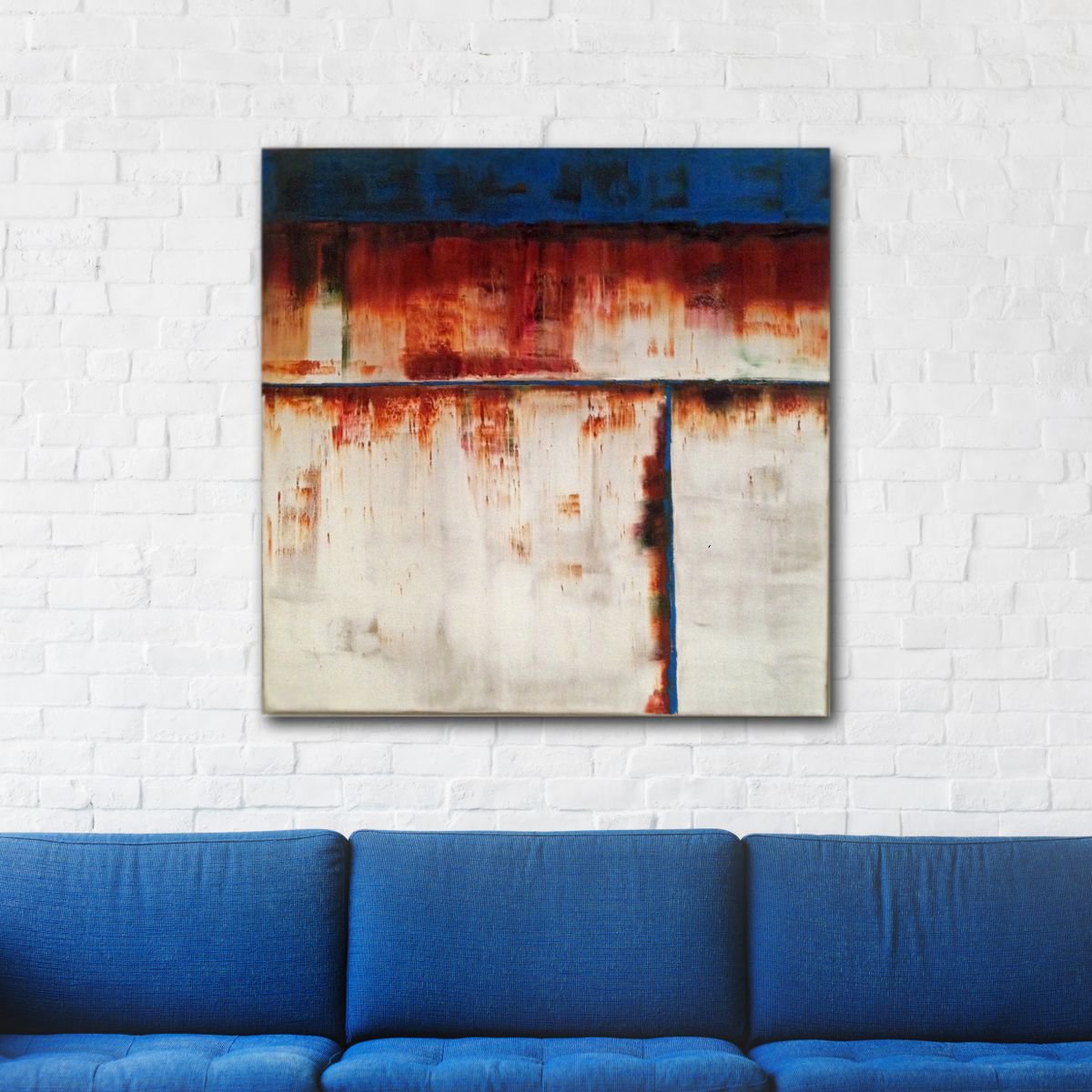 Original Abstract Painting Rusty Blue Artfinder