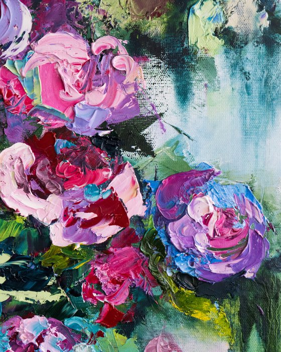 Textured Roses Oil Painting