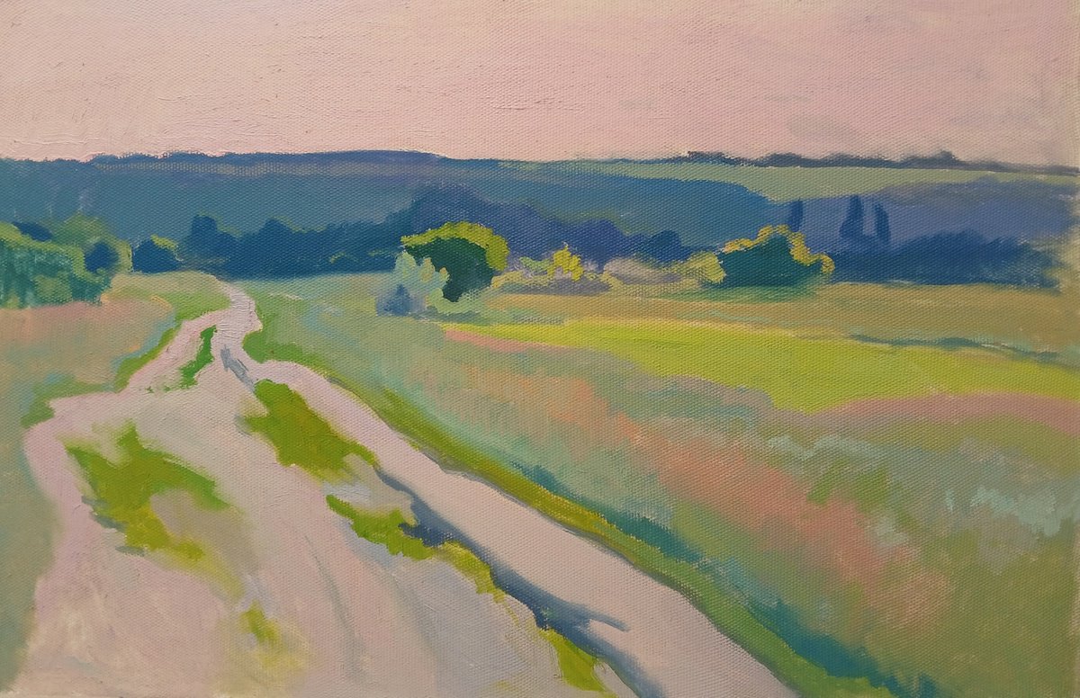 Impressionistic Landscape Oil Painting By Vasyl Koval, 24 X 16", Way, Original Artwork