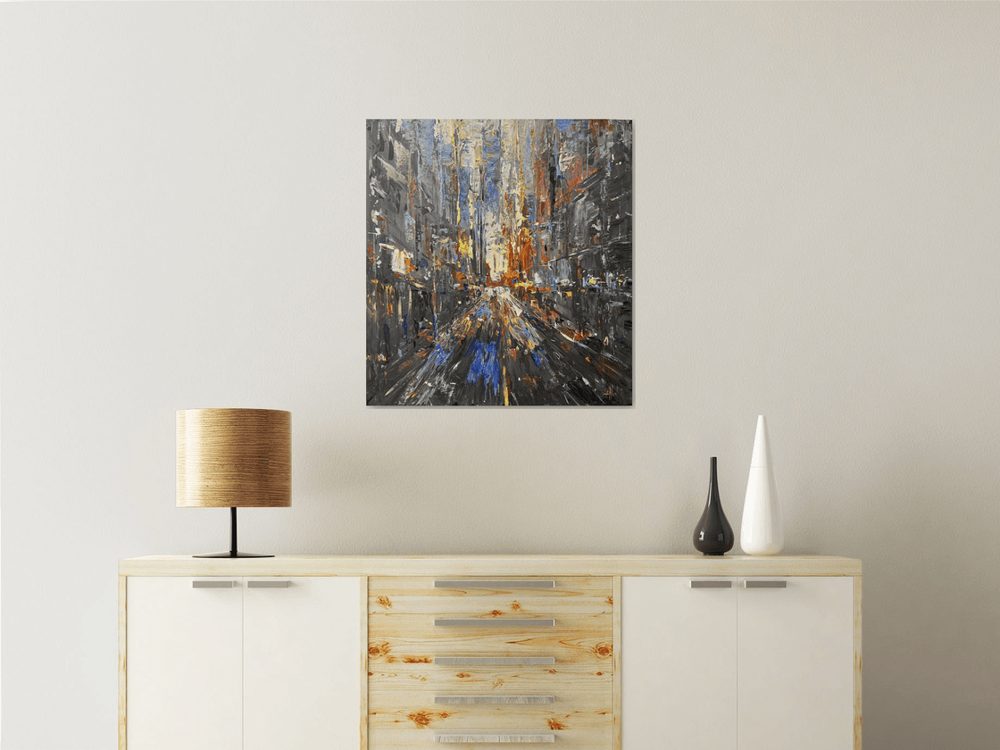 CITY LIGHTS 2, 70x65cm Acrylic painting: Altin Furxhi | Artfinder