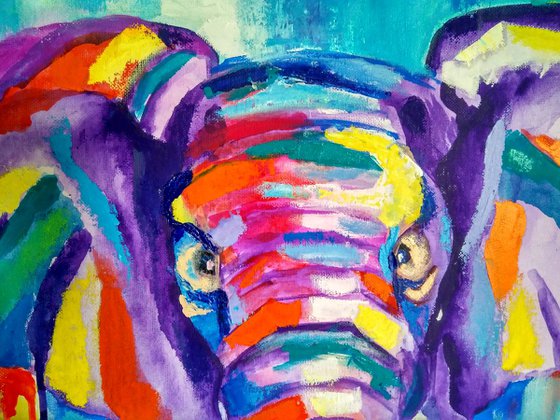 Colored elephant, 50x50 cm.