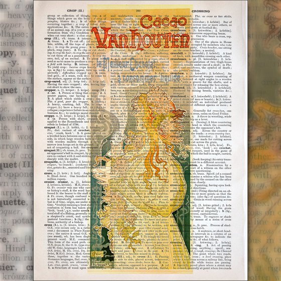 Van Houten Cacao - Collage Art Print on Large Real English Dictionary Vintage Book Page