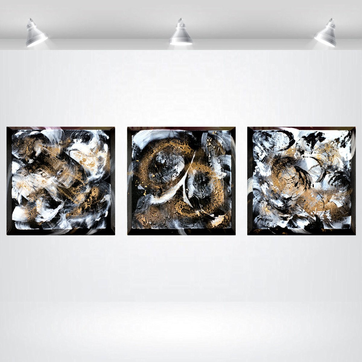 Abstract Acrylic Painting By Edelgard Schroer, 35 X 12, Golden Pulse, Original Artwork