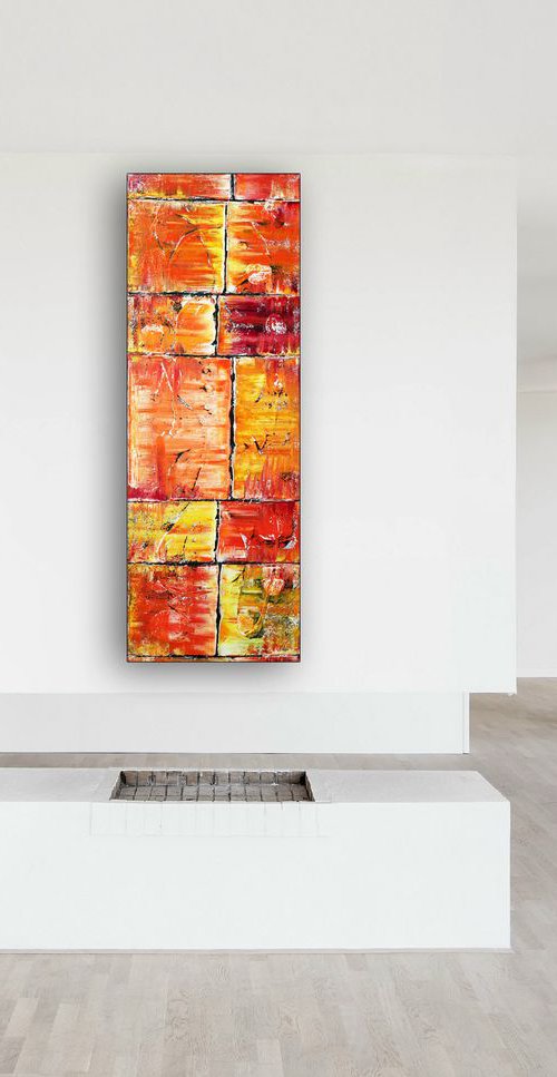 "Orange You Glad I'm Yours" - FREE WORLDWIDE SHIPPING - Original Xt Large PMS Abstract Oil Painting On Canvas - 20 x 60 inches by Preston M. Smith (PMS)