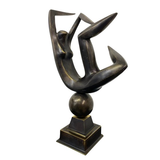 Levitation contemporary bronze sculpture
