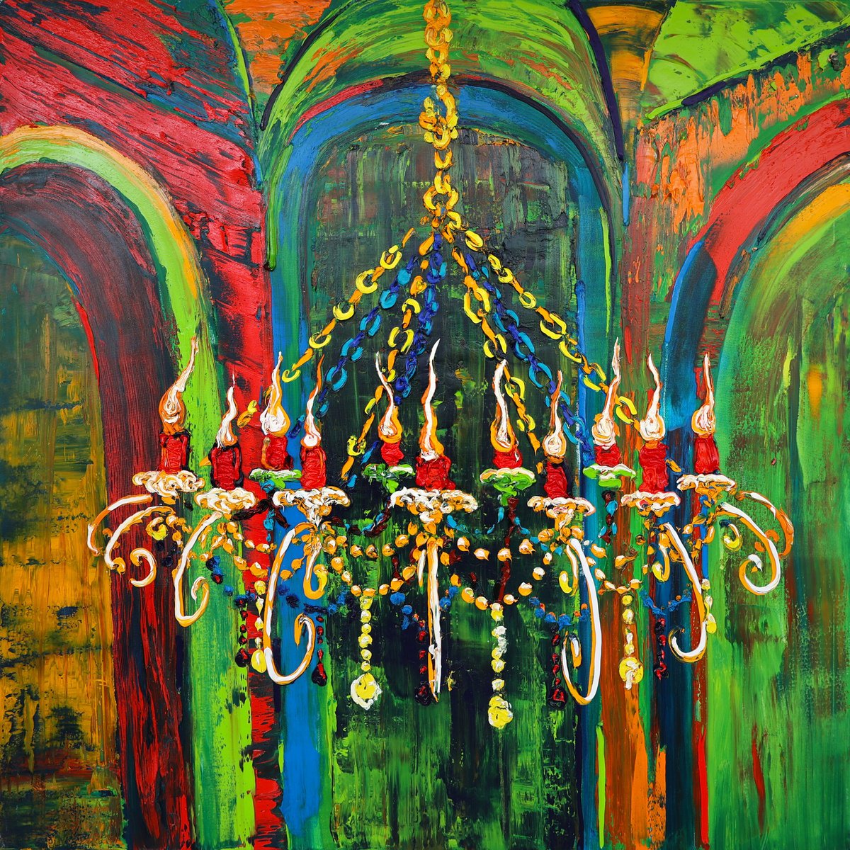 Expressive Cityscapes Oil Painting By Dominic Virtosu, 59 X 59, The Joy Of Life, Original Artwork