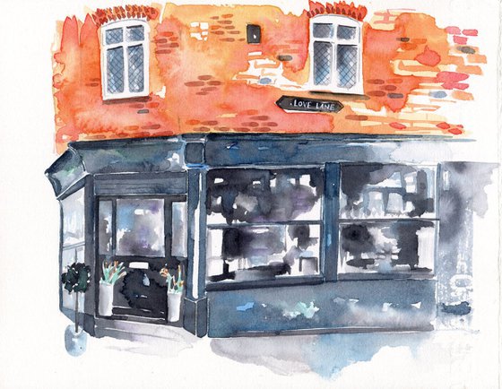 Original Watercolour Painting of Etcetera Vintage Shop in Margate, Kent