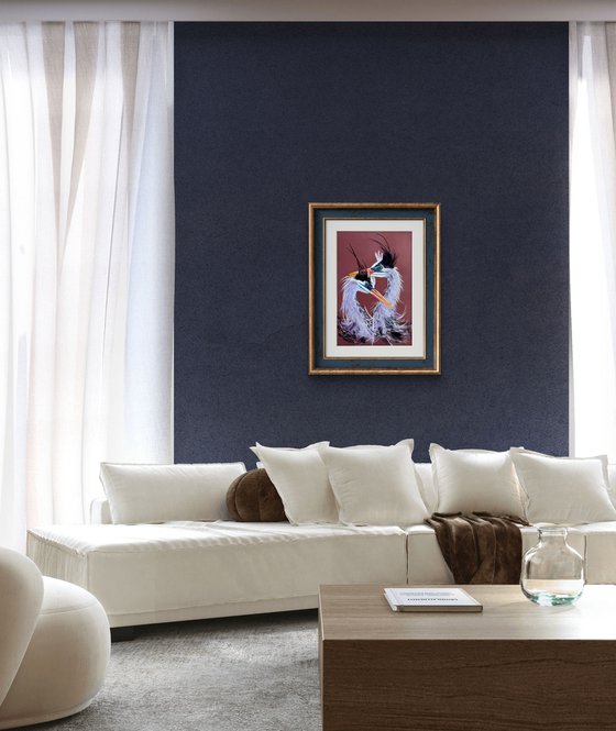 Twin Herons Soft Pastel