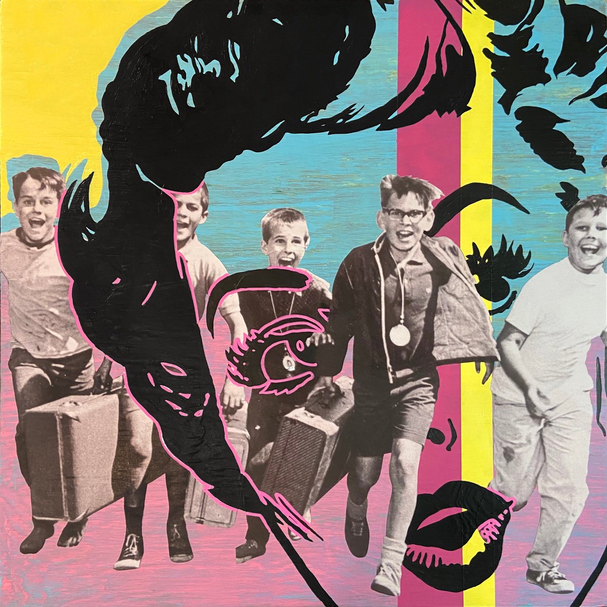 Urban And Pop Portrait Painting By Mike Ferrari, 24 X 24", Little Darlings, Original Artwork