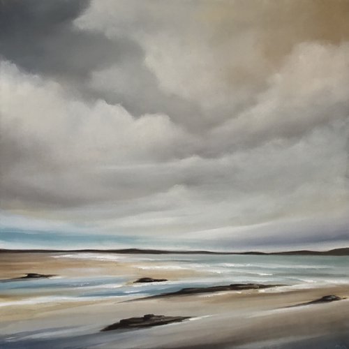 Whispers Across The Sands - Original Seascape Oil Painting on Stretched Canvas by MULLO ART