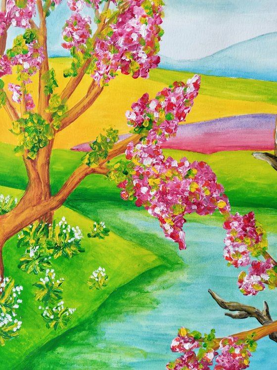 Blossomnig cherry trees