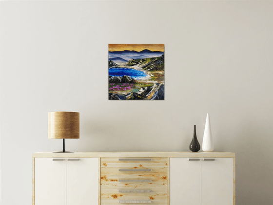 Wonderful view, original landscape mountains, lake oil painting, Gift, home decor